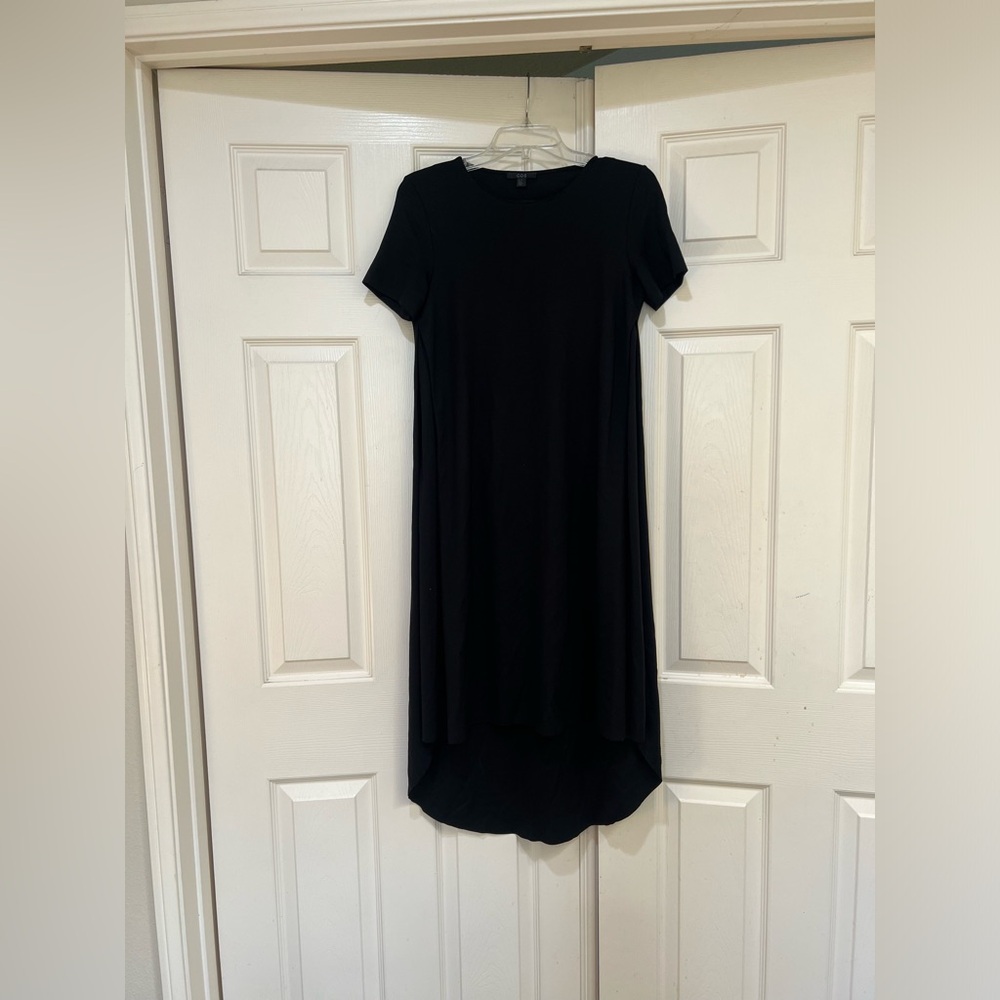 COS Asymmetrical Hem High Low Black Side Pleated Dress Size CS Minimalist Casual